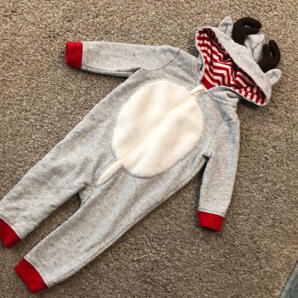 Cat and Jack Reindeer Zip Up Baby Outfit